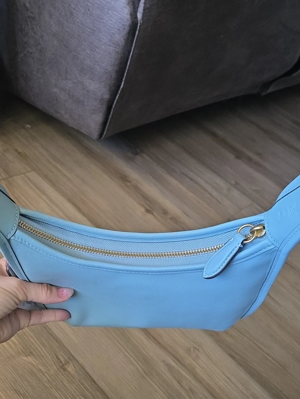 Coach Light Blue Curve Zip Shoulder Bag